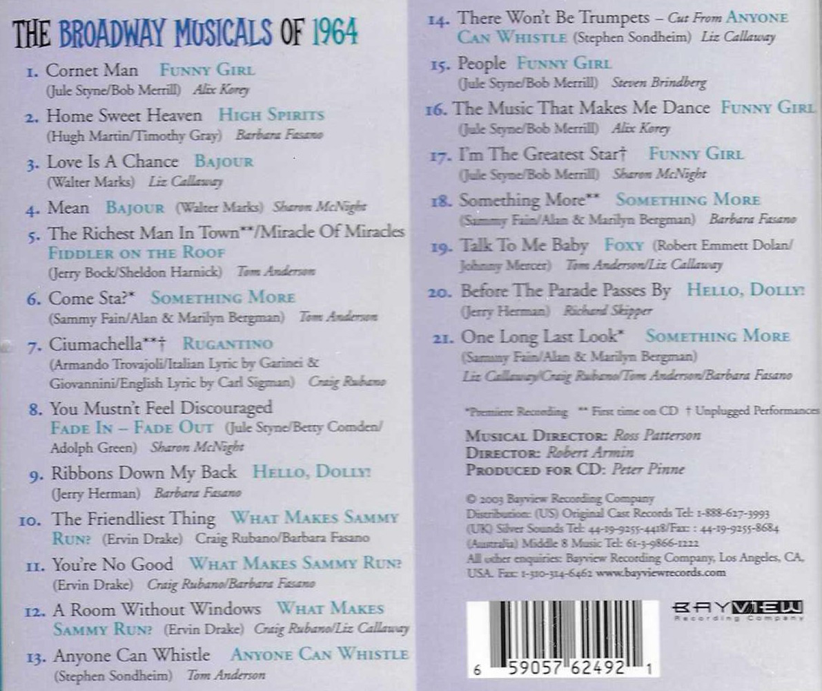 (image for) Broadway Musicals of 1964