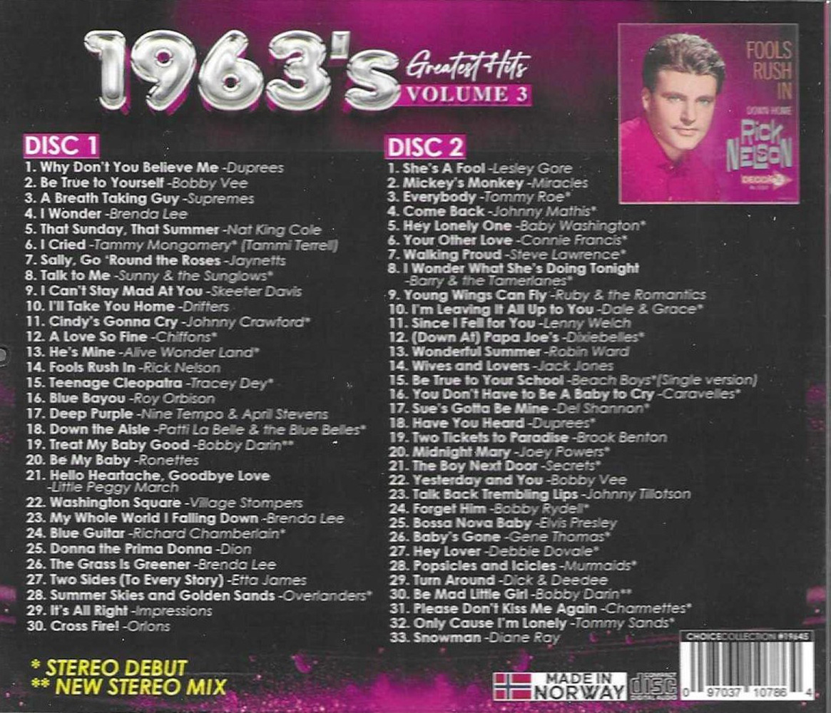 (image for) 1963's Greatest Hits, Vol. 3-63 Cuts-29 Stereo Debuts (2 CD)