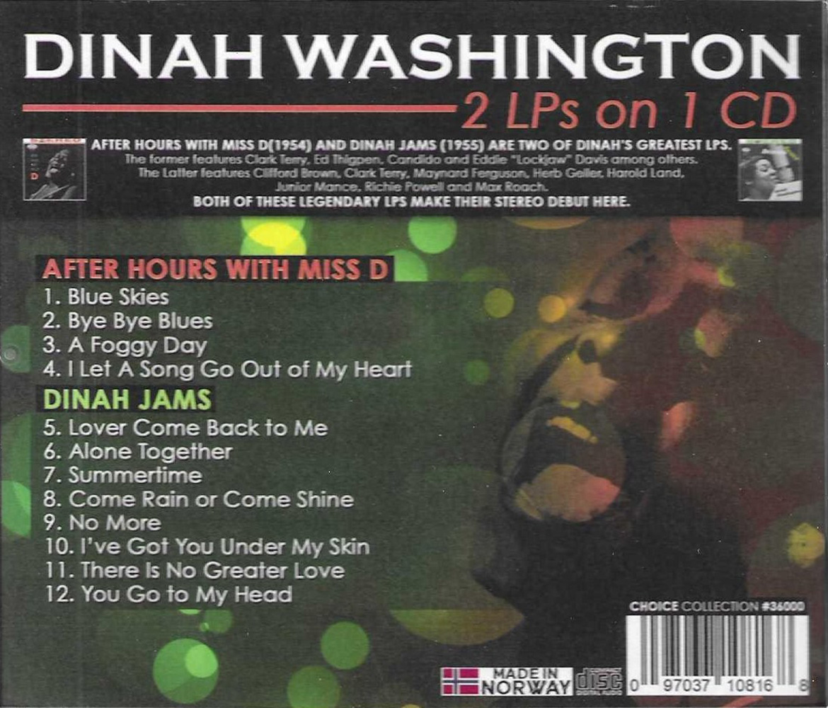 (image for) 2 LPs on 1 CD - After Hours With Miss D & Dinah Jams