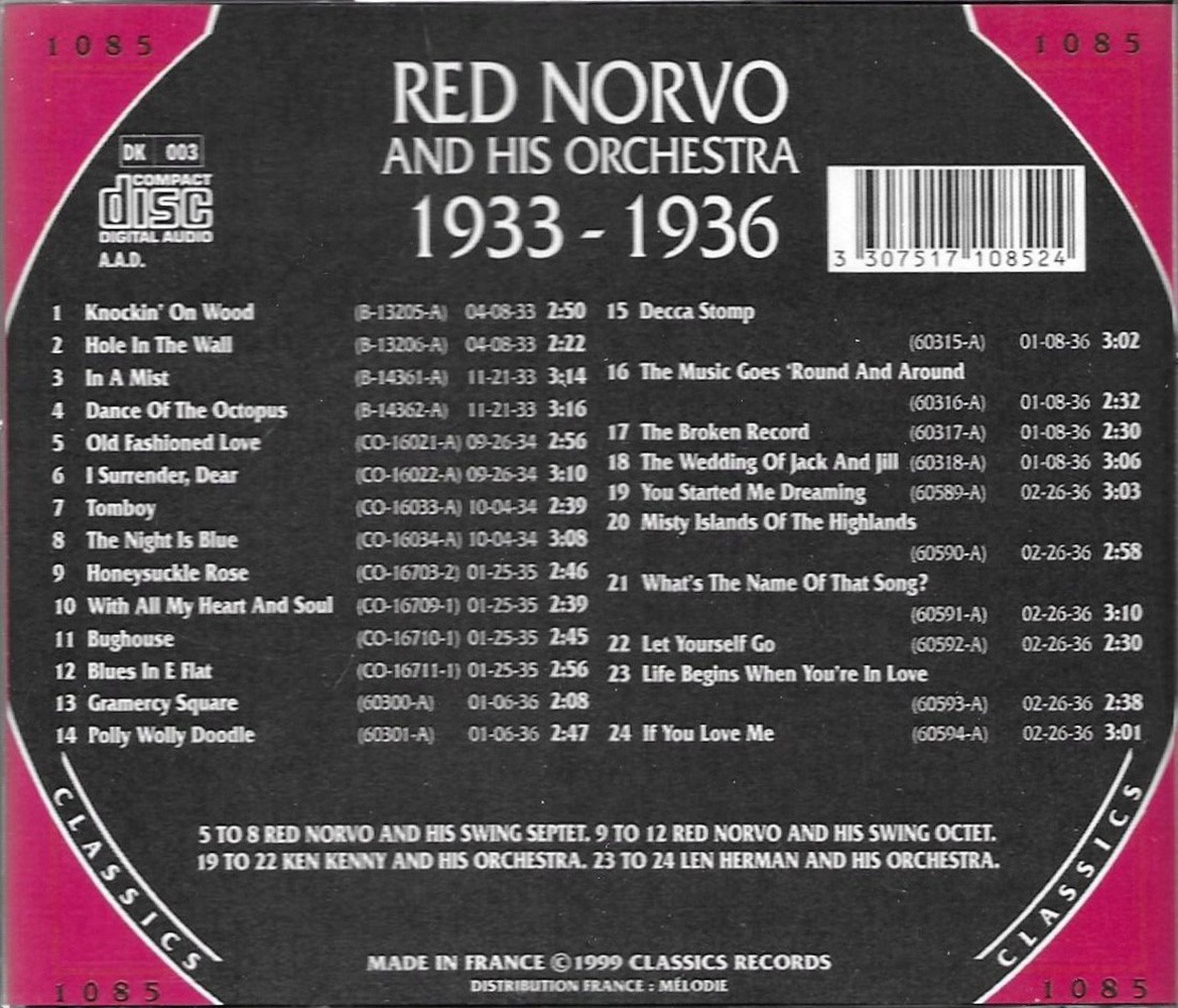 (image for) Chronological Red Norvo and His Orchestra 1933-1936