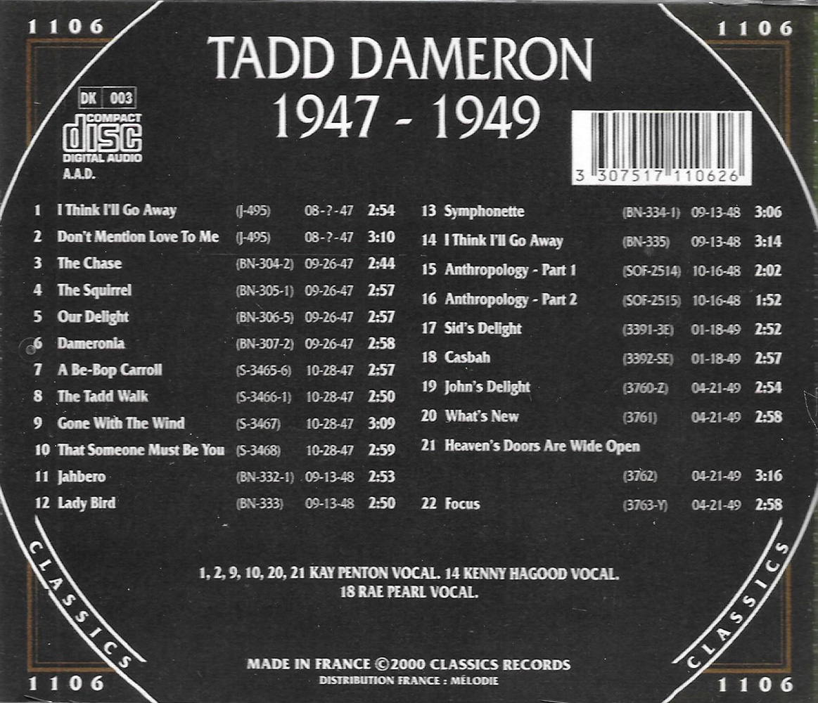 (image for) Chronological Tadd Dameron 1947-1949