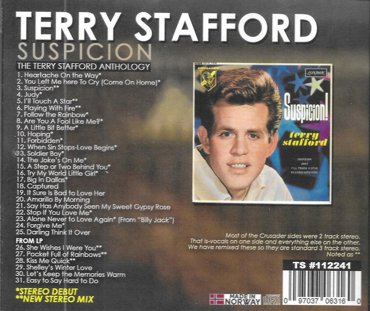 (image for) Suspicion-The Terry Stafford Anthology-31 Cuts-17 Stereo Debuts