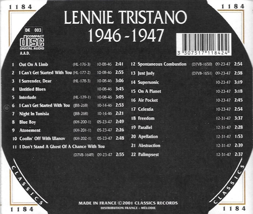 (image for) Chronological Lennie Tristano 1946-1947