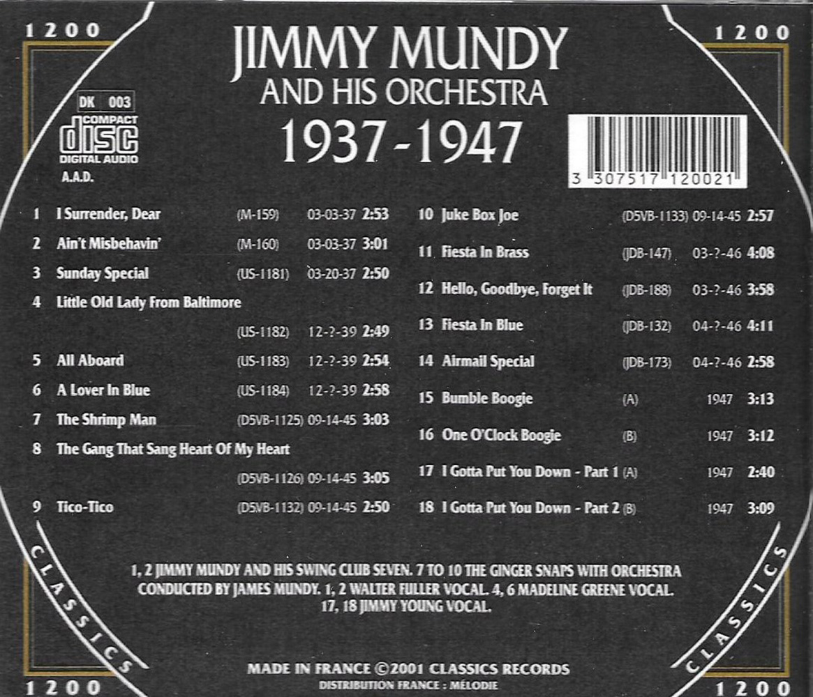 (image for) Chronological Jimmy Mundy and His Orchestra 1937-1947