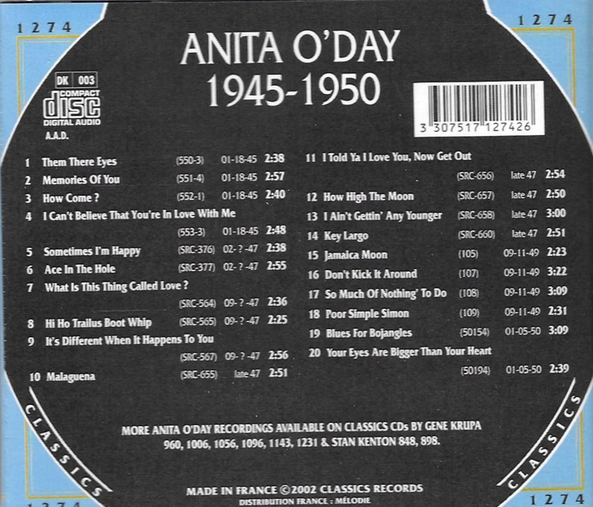 (image for) Chronological Anita O'Day 1945-1950