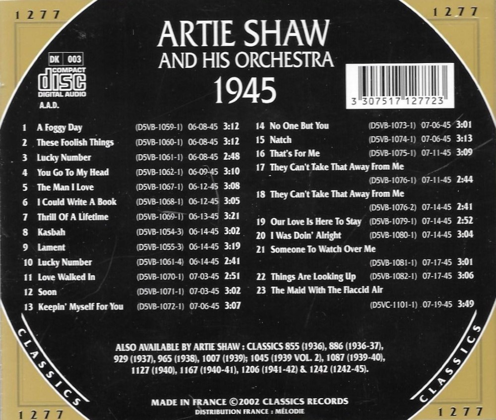 (image for) The Chronological Artie Shaw And His Orchestra-1945