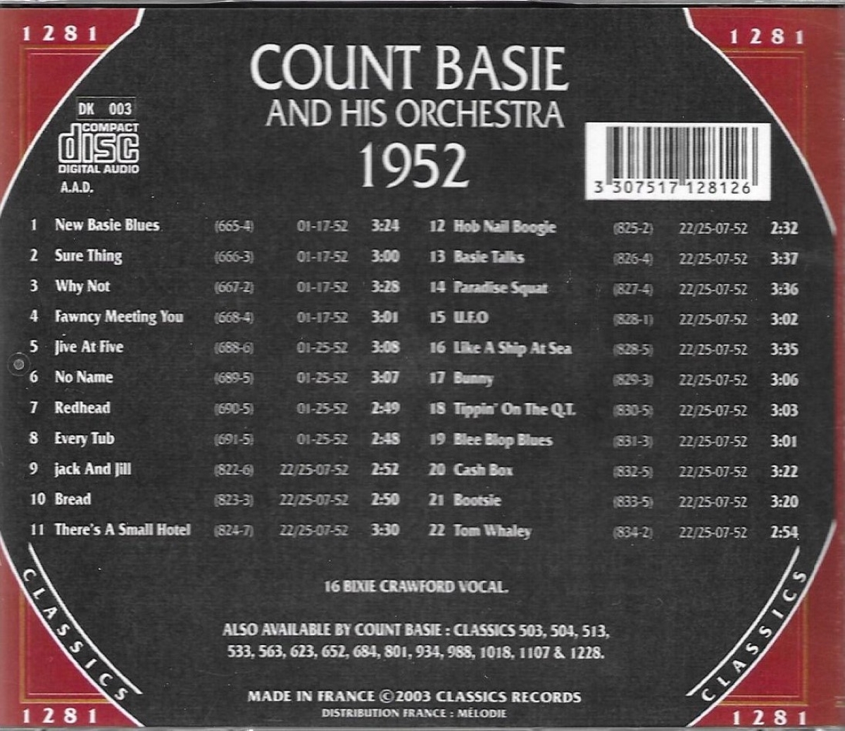 (image for) The Chronological Count Basie And His Orchestra-1952