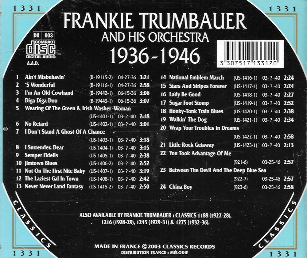 (image for) Chronological Frankie Trumbauer and His Orchestra- 1936-1946