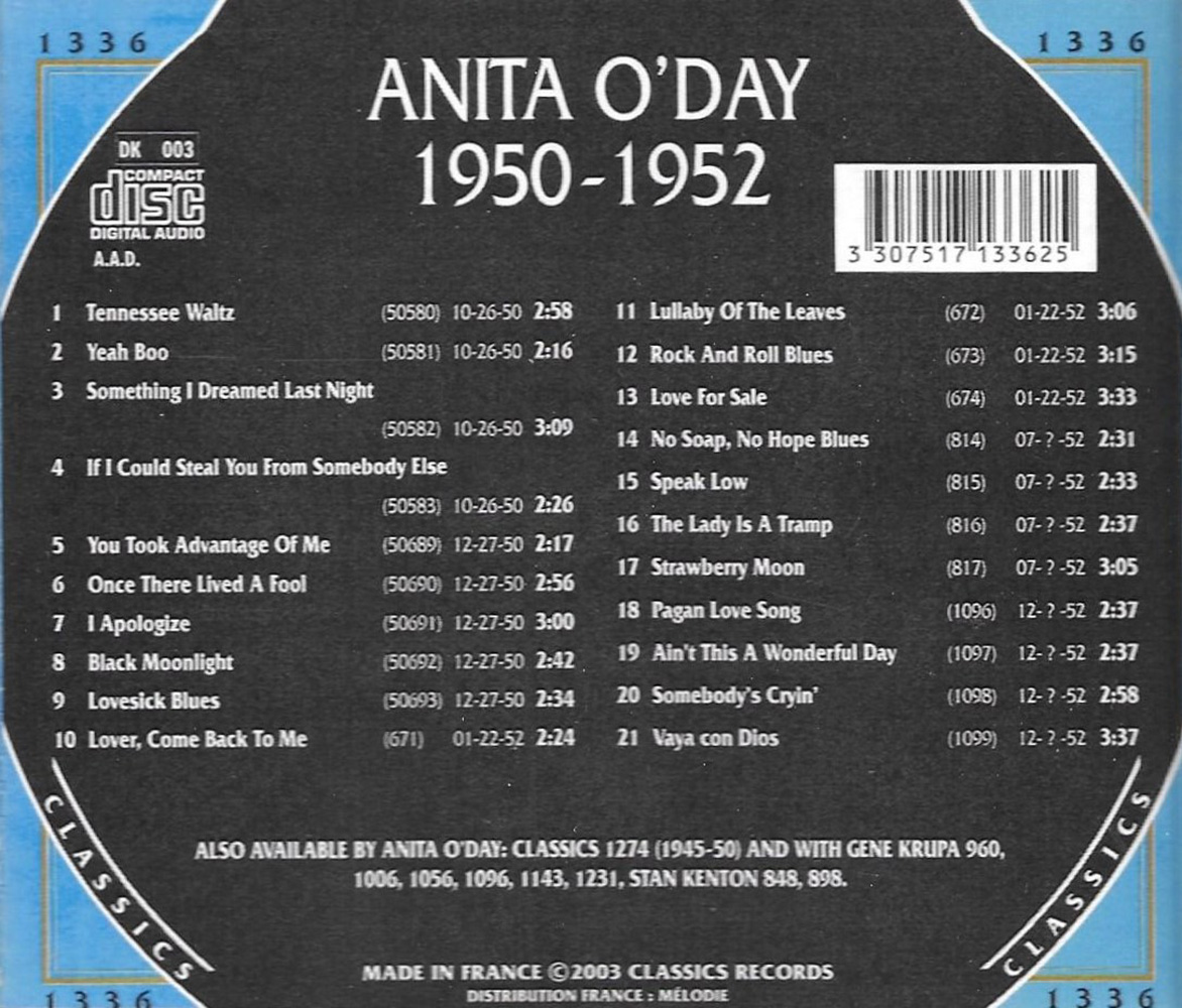 (image for) Chronological Anita O'Day 1950-1952