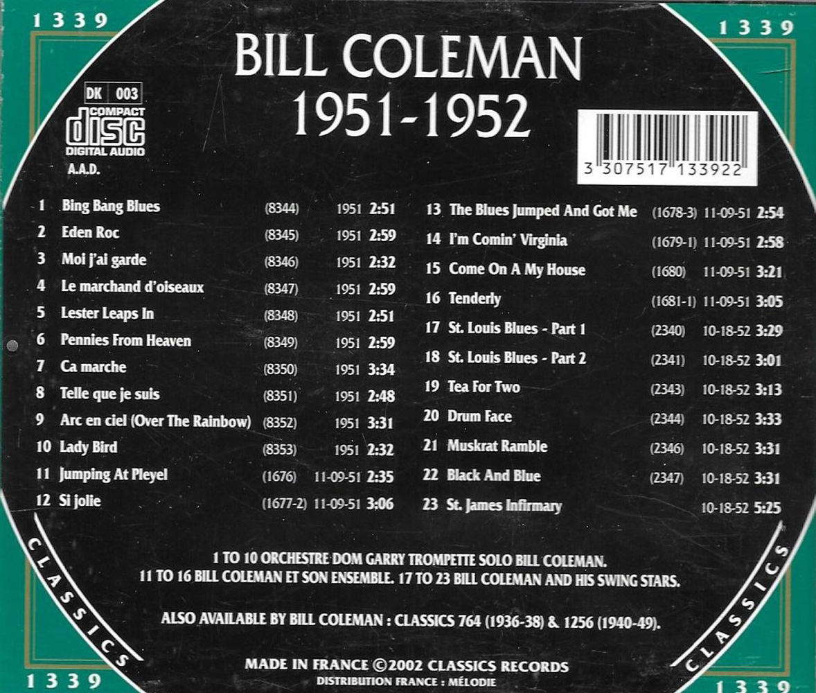 (image for) Chronological Bill Coleman - 1951-1952