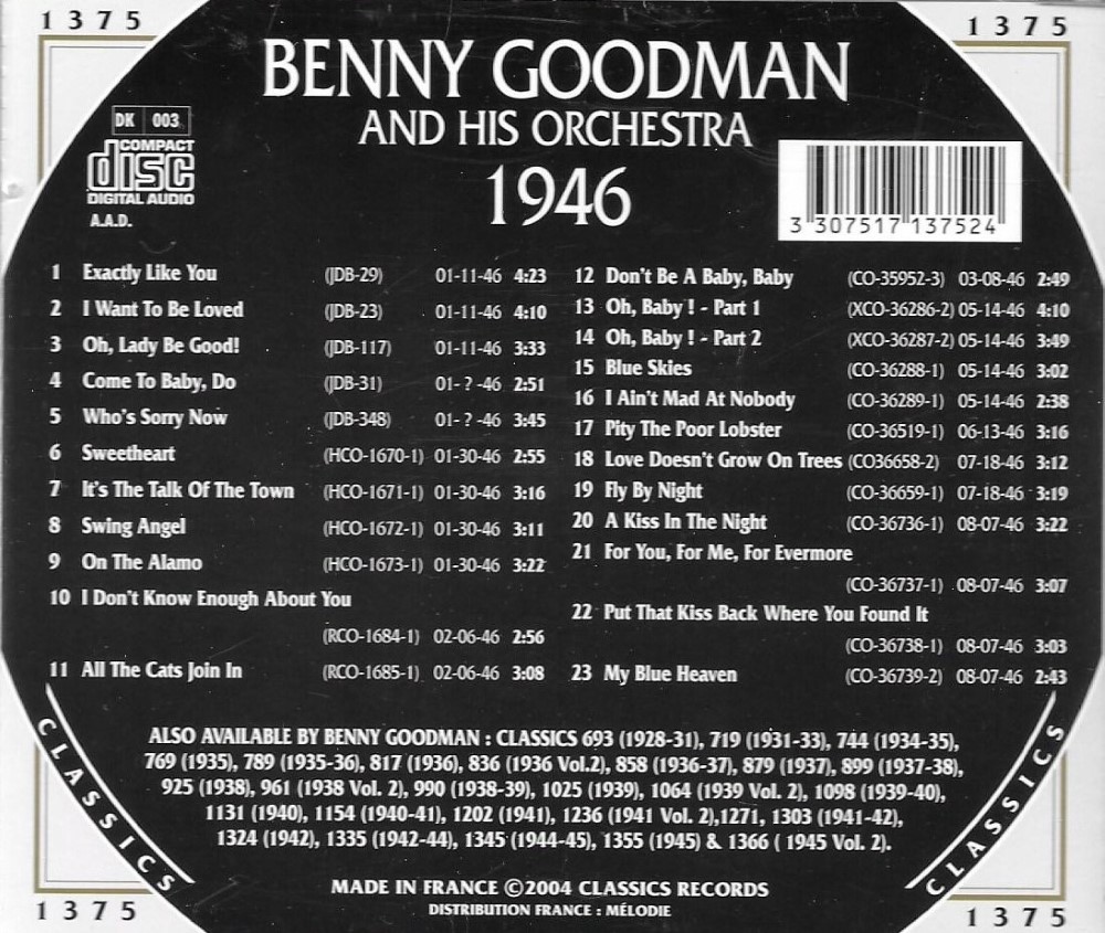 (image for) The Chronological Benny Goodman And His Orchestra-1946