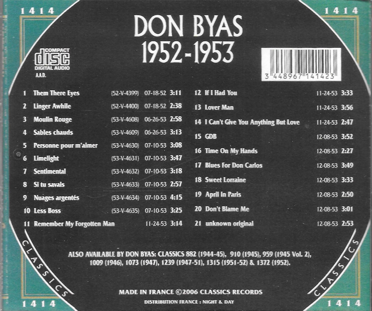 (image for) Chronological Don Byas 1952-1953