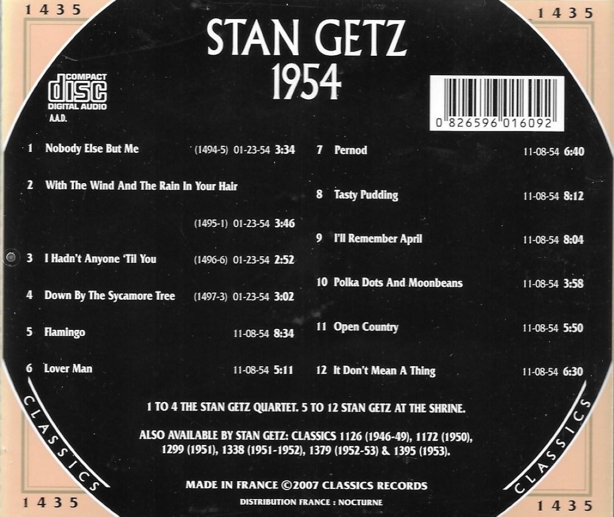 (image for) Chronological Stan Getz-1954