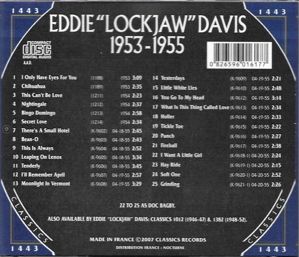 (image for) Chronological Eddie 'Lockjaw' Davis 1953-1955