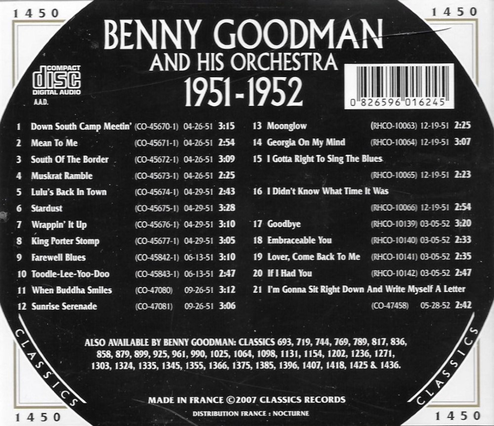 (image for) The Chronological Benny Goodman And His Orchestra-1951-1952