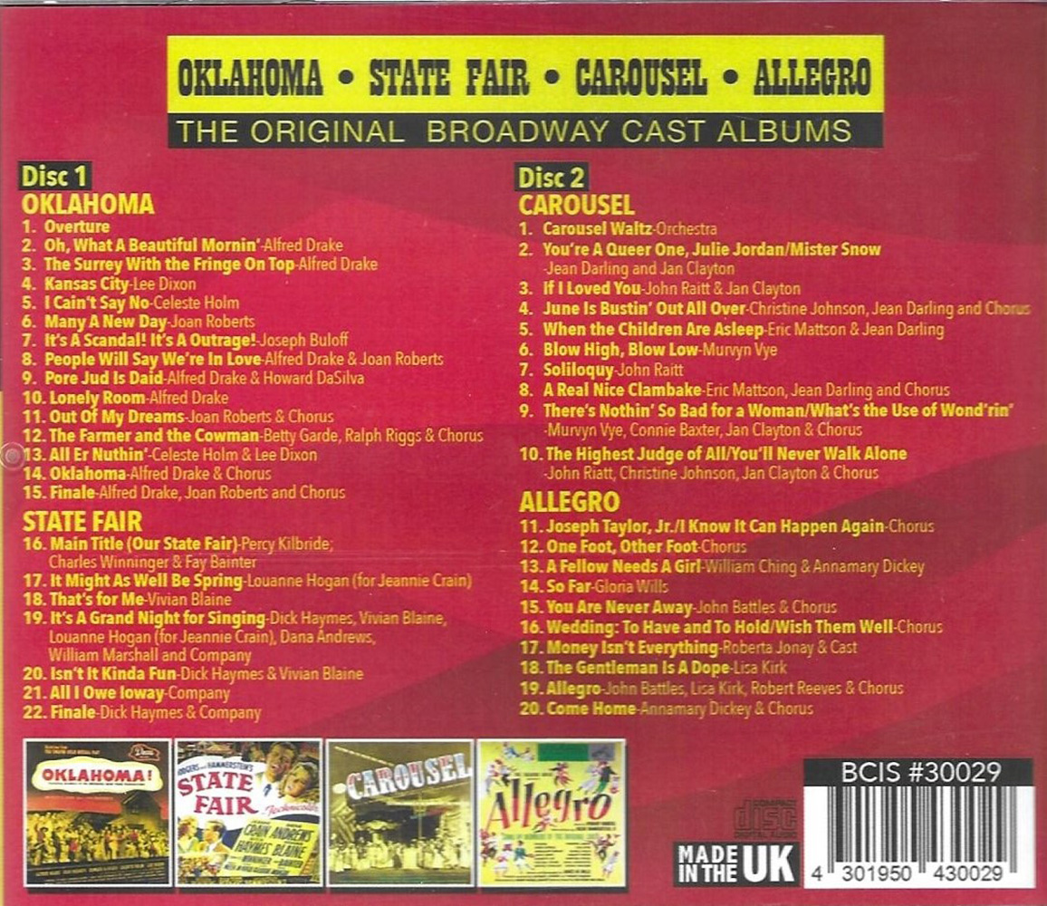 (image for) The Original Broadway Cast Albums - Oklahoma!, State Fair, Carousel & Allegro (2 CD)