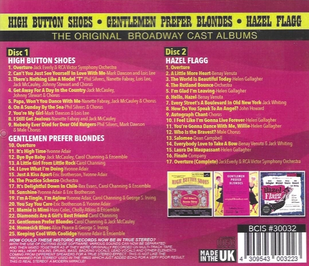 (image for) The Original Broadway Cast Albums - High Button Shoes, Gentlemen Prefer Blondes & Hazel Flagg