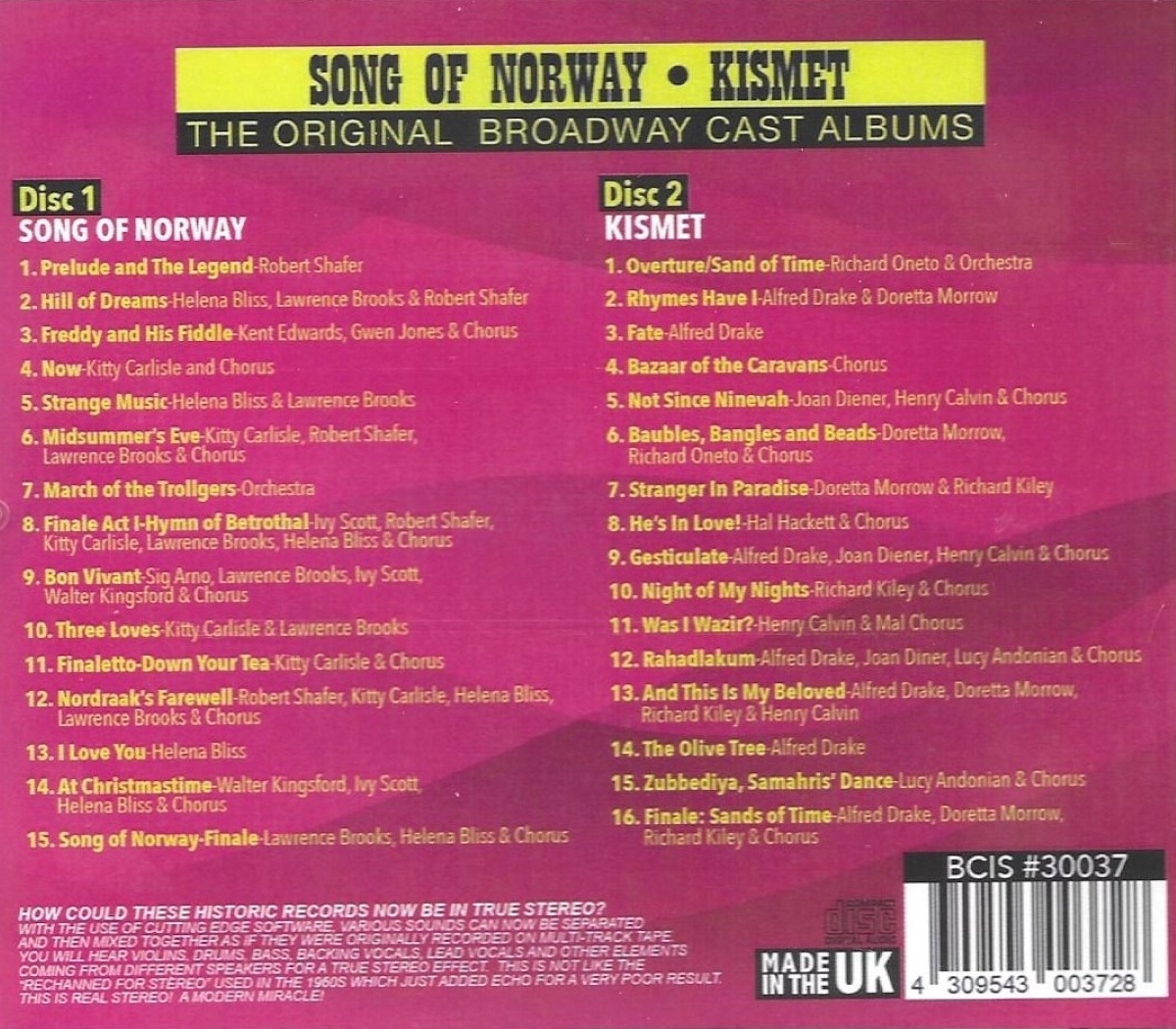 (image for) The Original Broadway Cast Albums - Song Of Norway & Kismet