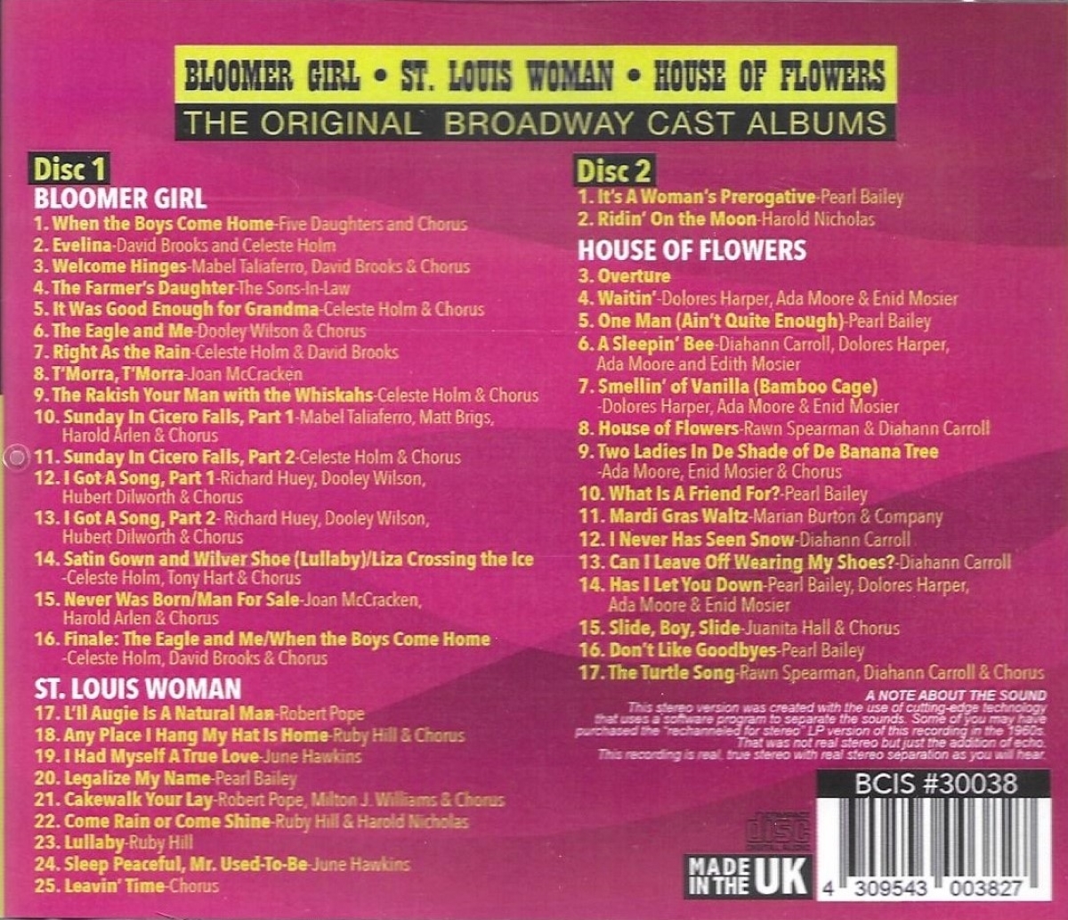 (image for) The Original Broadway Cast Albums - Bloomer Girl, St. Louis Woman & House Of Flowers