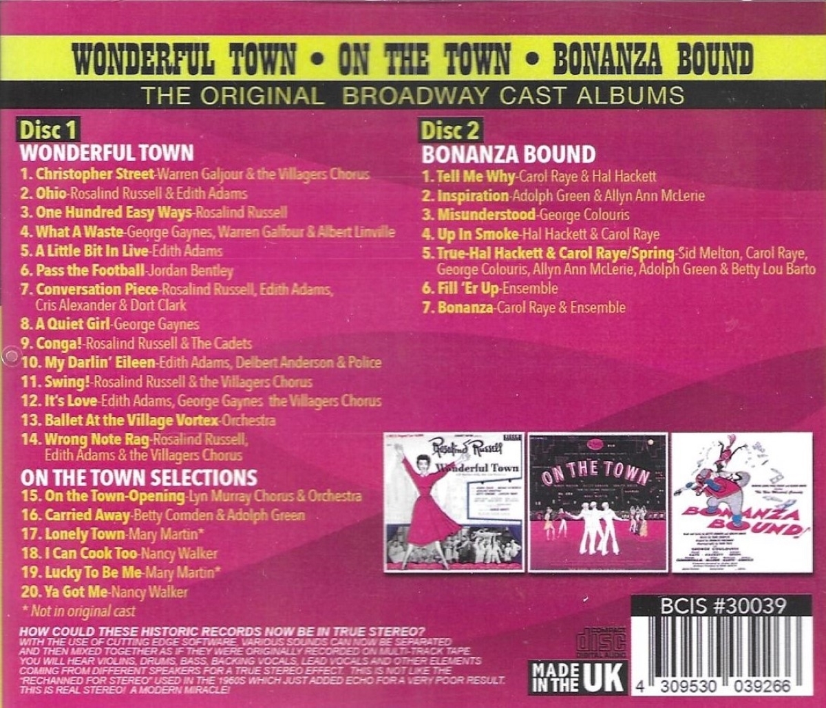 (image for) The Original Broadway Cast Albums - Wonderful Town, On The Town & Bonanza Bound