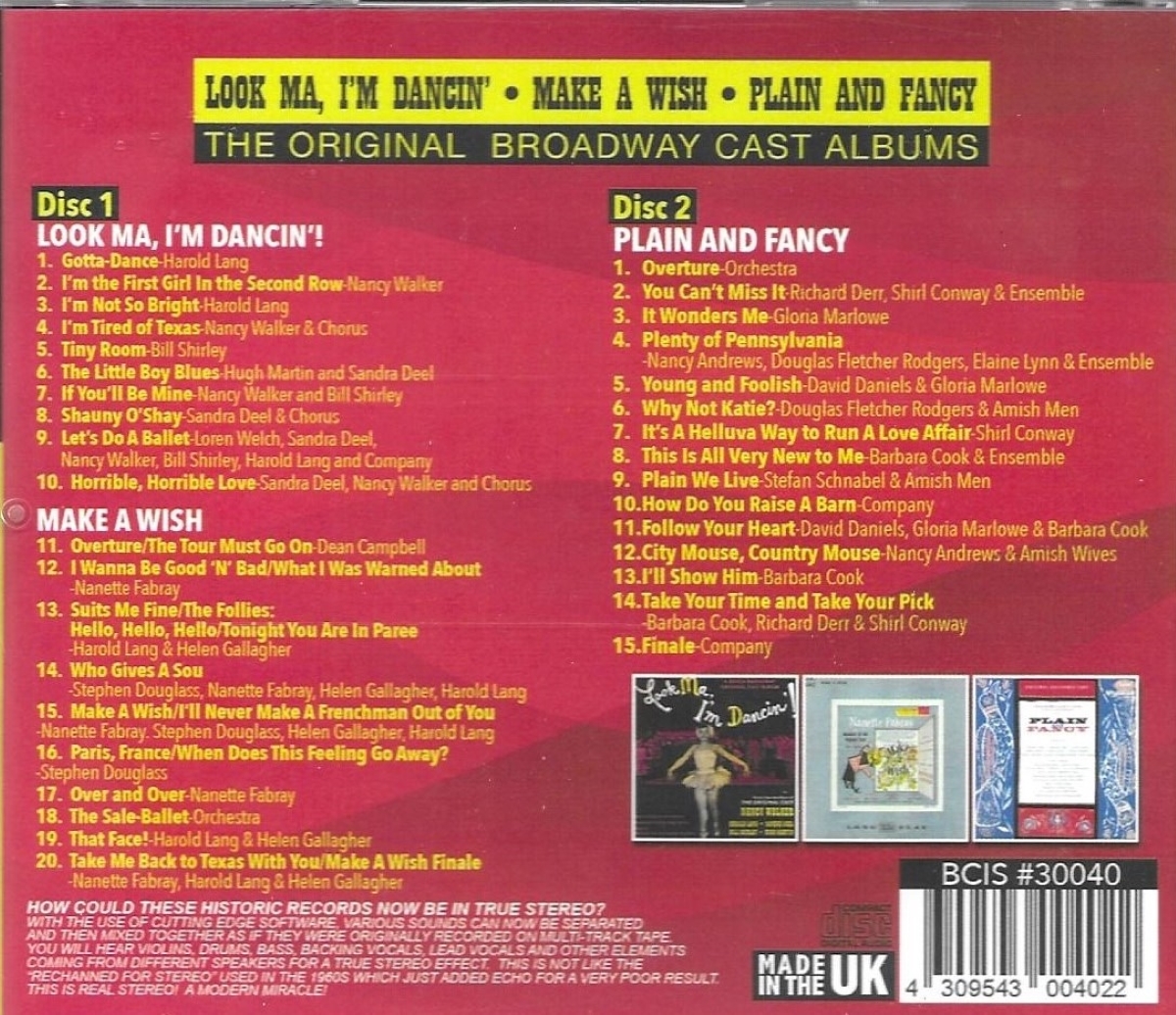 (image for) The Original Broadway Cast Albums - Look Ma I'm Dancing, Make A Wish & Plain And Fancy