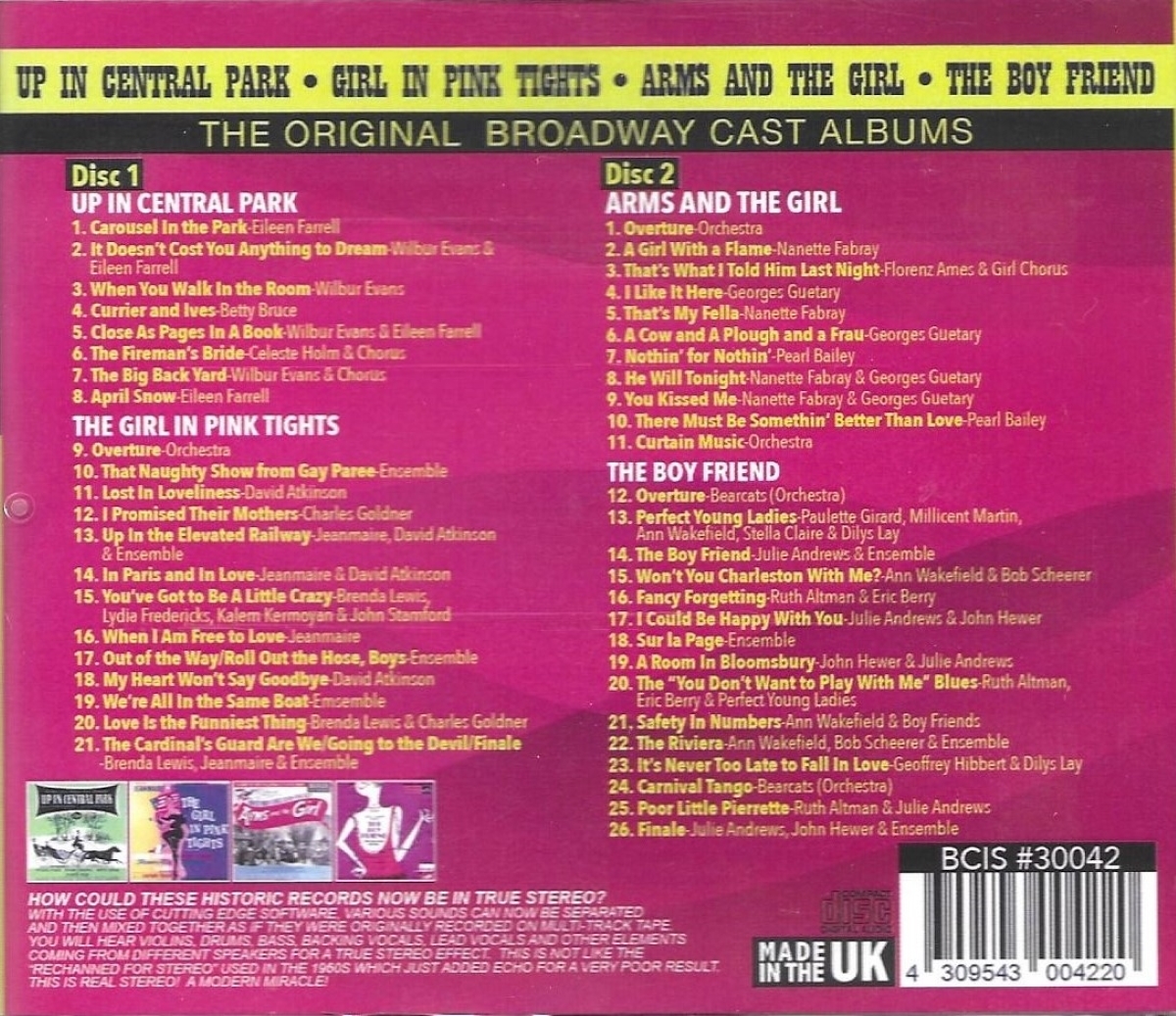 (image for) The Original Broadway Cast Albums - Up In Central Park, The Girl in Pink Tights, Arms & The Girl & The Boy Friend