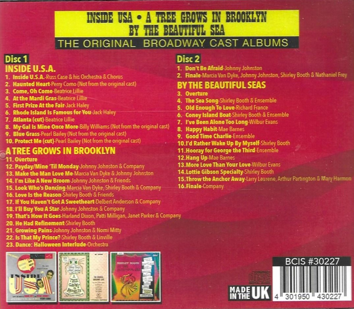 (image for) The Original Broadway Cast Albums - Inside USA, A Tree Grows In Brooklyn & By The Beautiful Sea (2 CD)