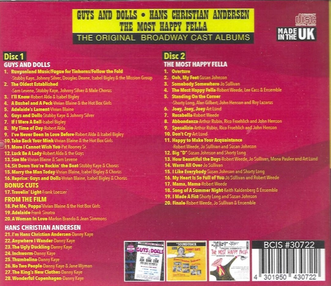 (image for) Guys And Dolls, Hans Christian Andersen, & Most Happy Fella (2 CD)