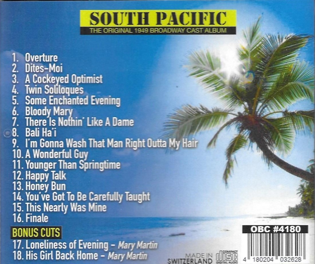 (image for) South Pacific-Original 1949 Broadway Cast-Mary Martin, Ezio Pinza-FIRST TIME IN STEREO (2 CD)