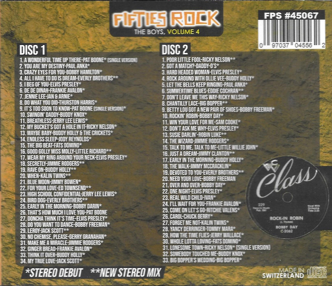 (image for) Fifties Rock- The Boys, Vol. 4-67 Cuts-100% First Time Stereo (2 CD)