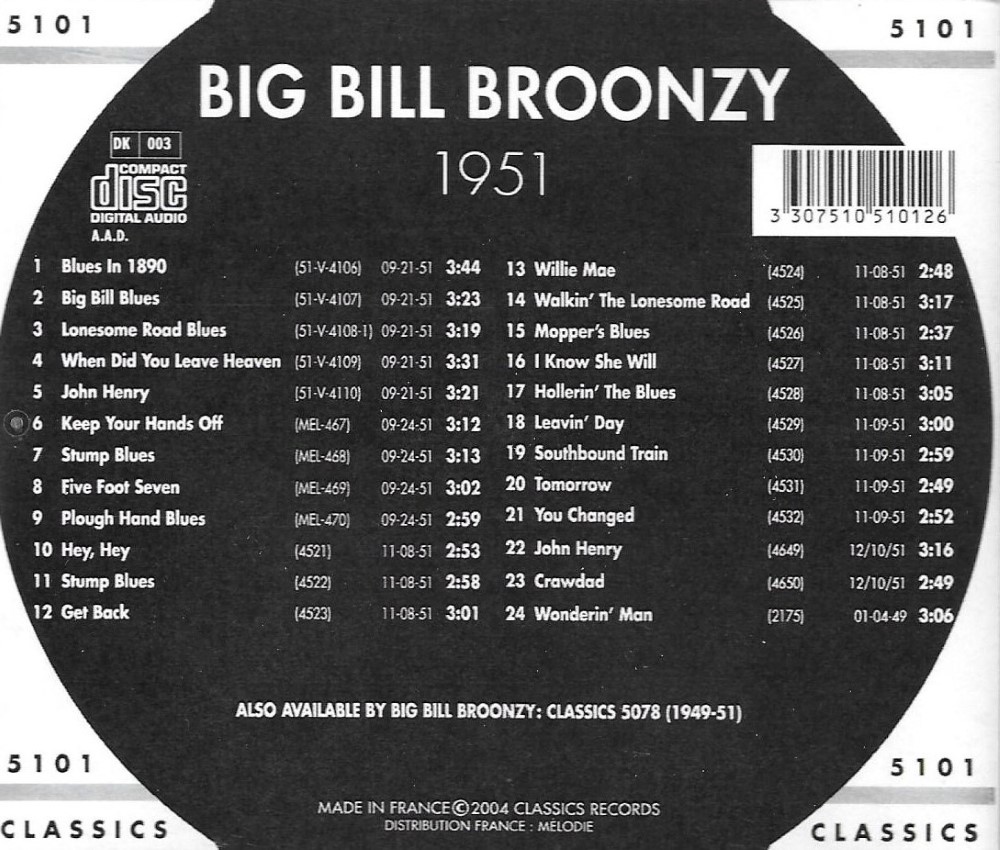 (image for) Chronological Big Bill Broonzy 1951