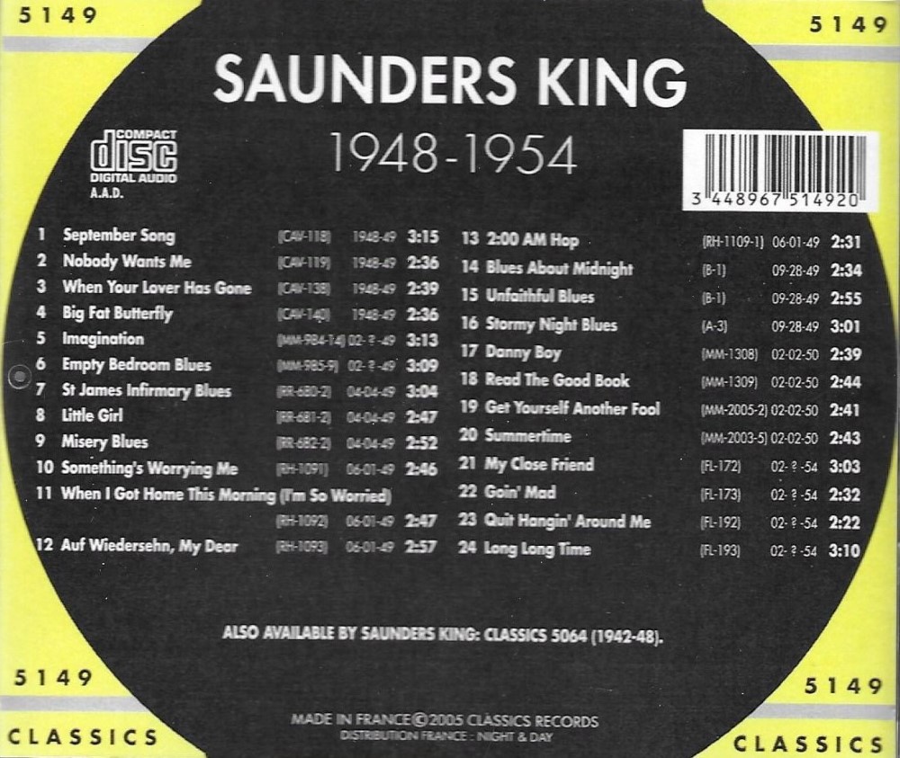 (image for) Chronological Saunders King 1948-1954
