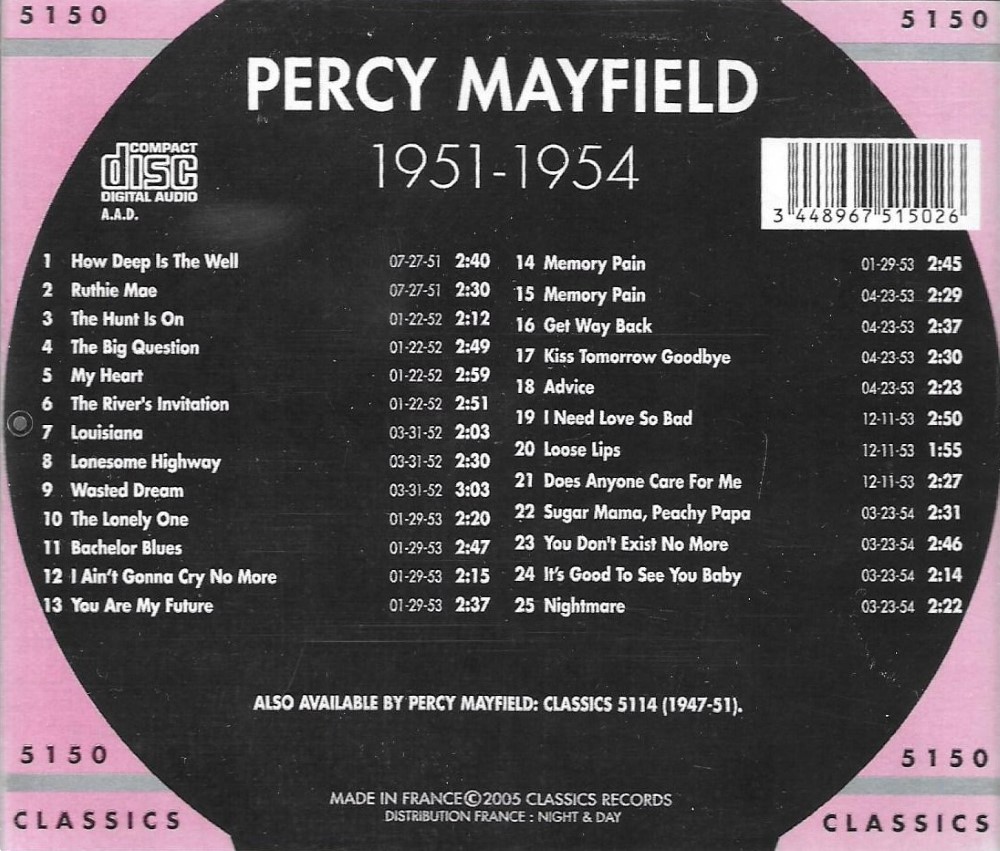 (image for) The Chronological Percy Mayfield 1951-1954