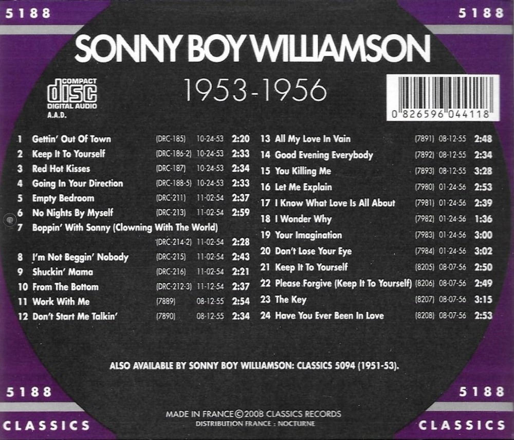 (image for) Chronological Sonny Boy Williamson 1953-1956