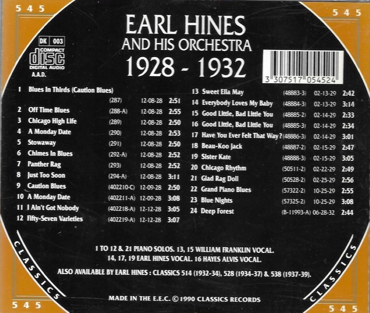 (image for) The Chronological Earl Hines and His Orchestra-1928-1932