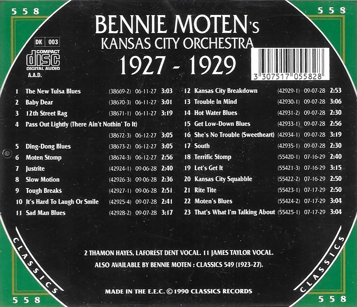 (image for) Chronological Bennie Moten's Kansas City Orchestra 1927-1929