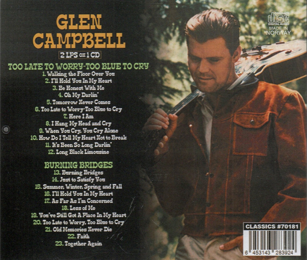 (image for) 2 LPs on 1 CD: Too Late To Worry-Too Blue To Cry / Burning Bridges (Import)