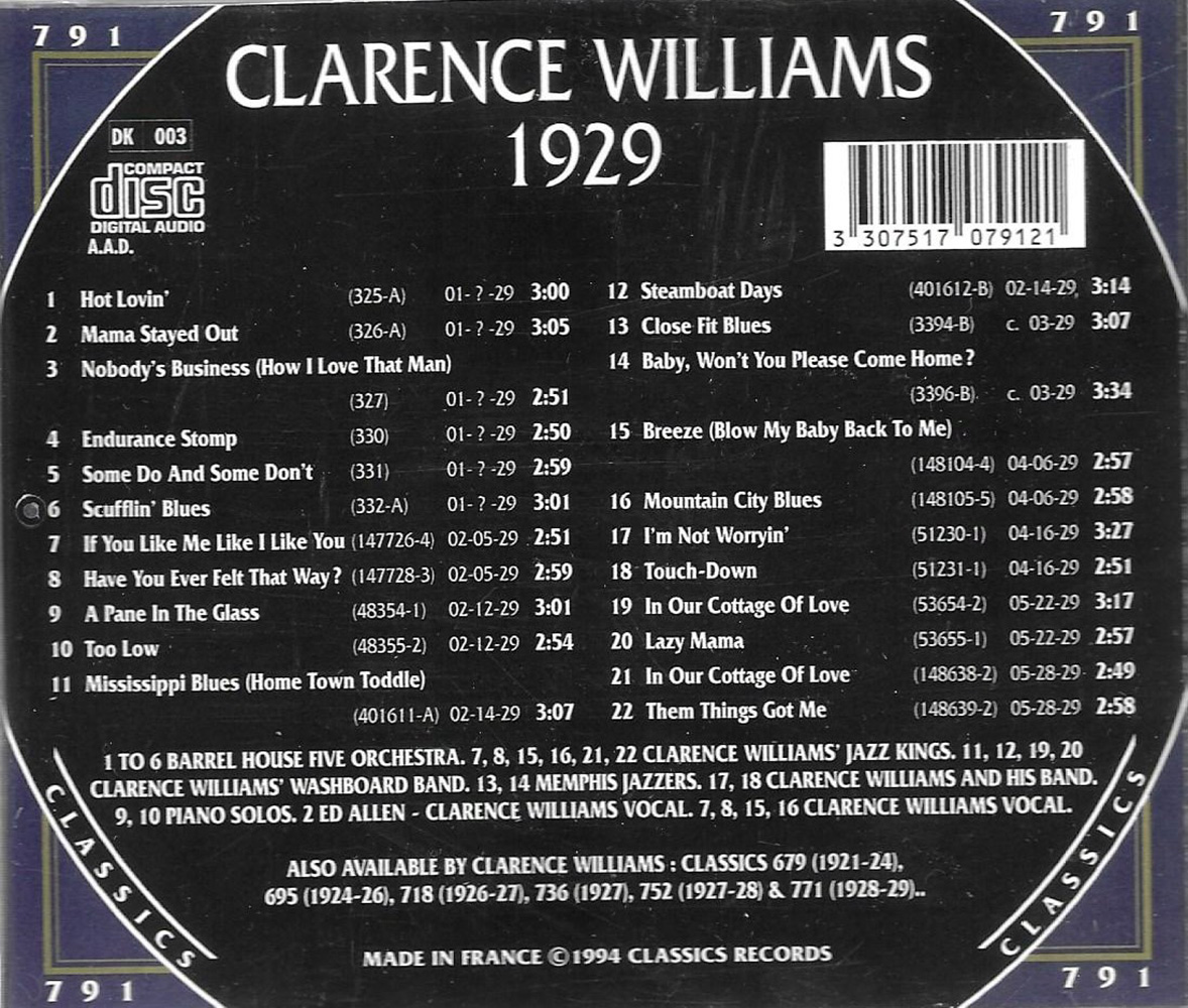 (image for) Chronological Clarence Williams - 1929