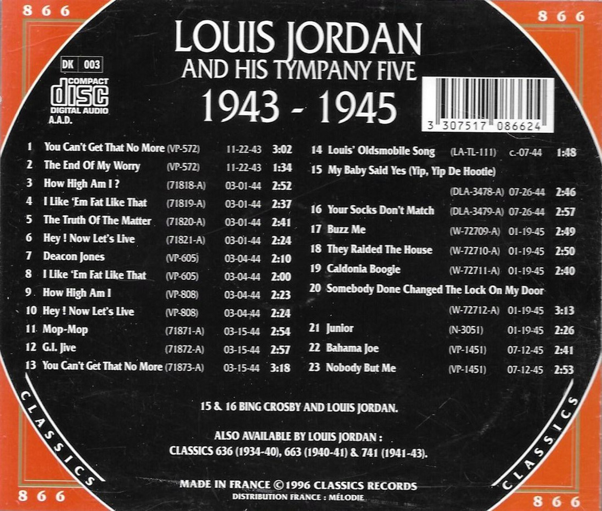 (image for) Chronological Louis Jordan and His Tympany Five - 1943-1945