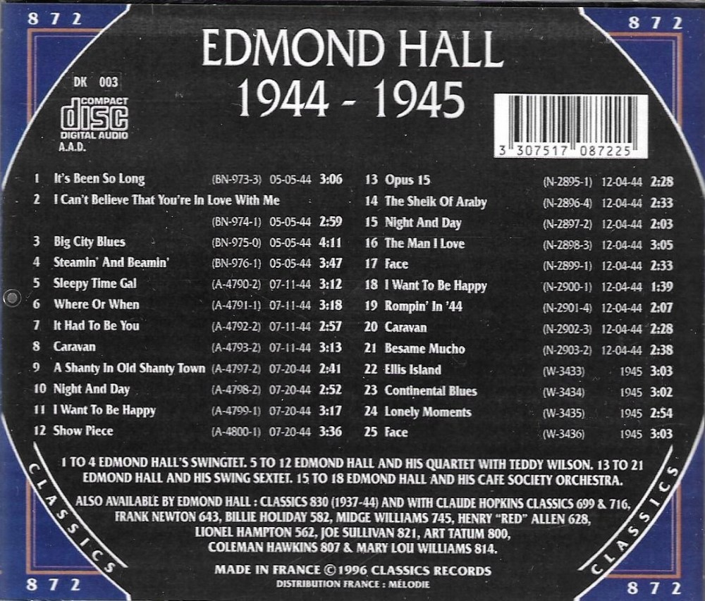 (image for) The Chronological Edmond Hall 1944-1945