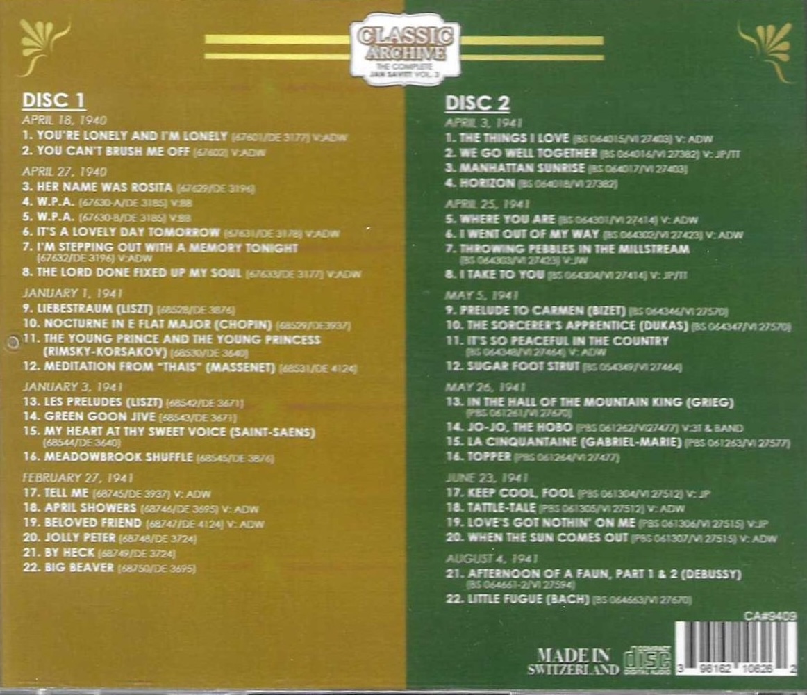 (image for) Complete Jan Savitt, Vol. 3 (2 CD)