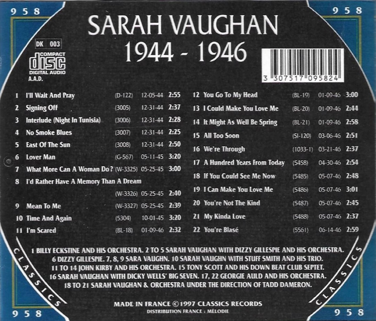 (image for) The Chronological Sarah Vaughan-1944-1946