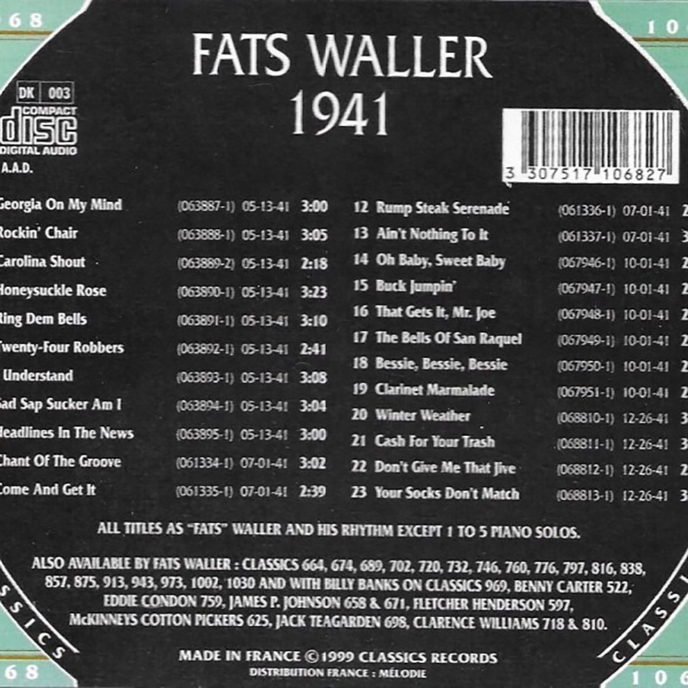 (image for) Chronological Fats Waller 1941