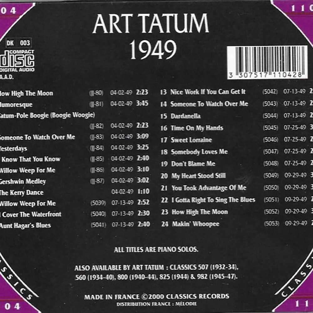 (image for) Chronological Art Tatum 1949