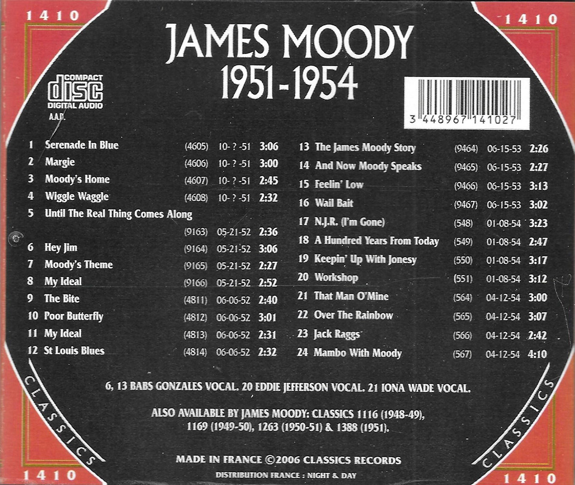 (image for) Chronological James Moody 1951-1954