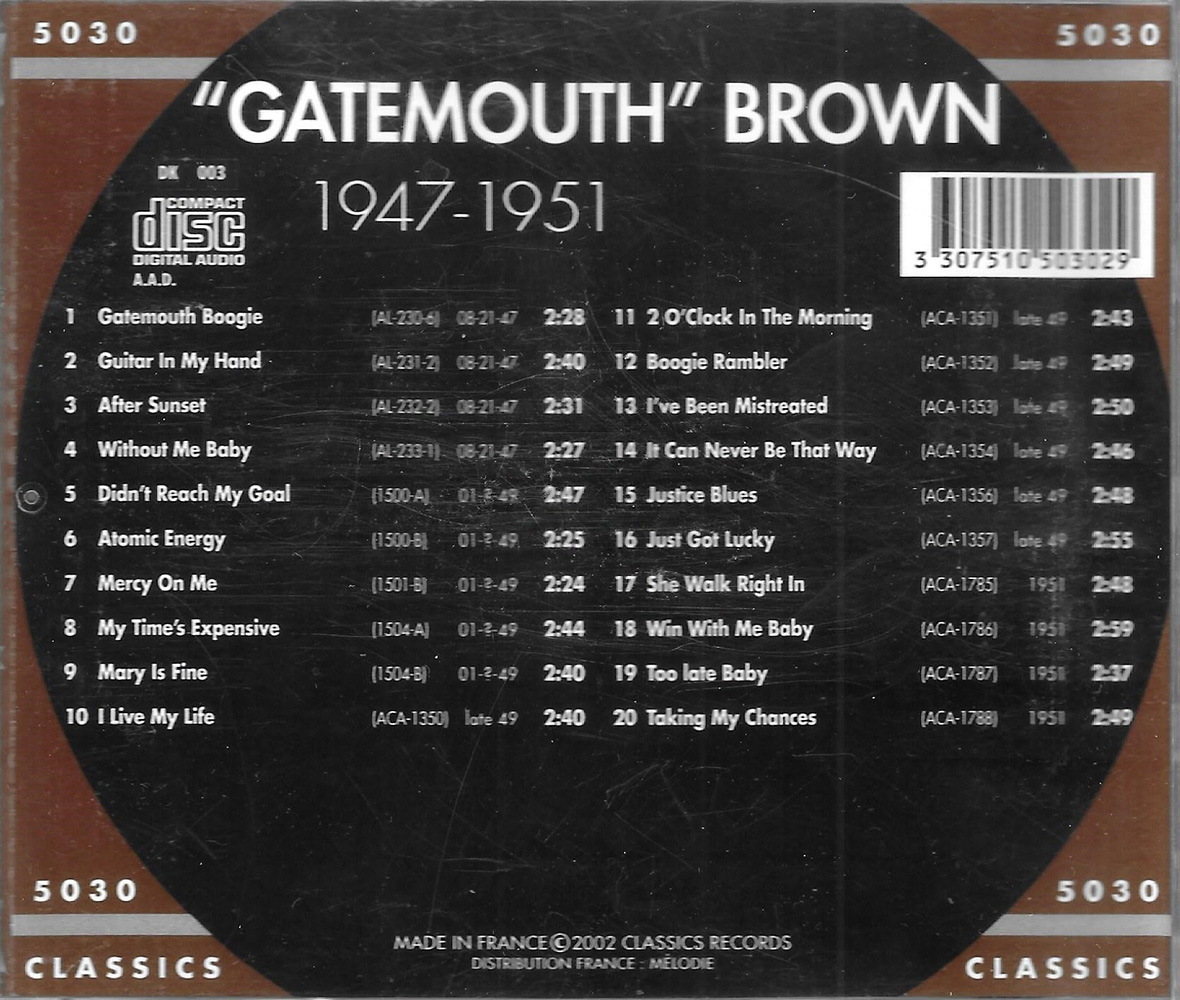 (image for) Chronological Gatemouth Brown 1947-1951
