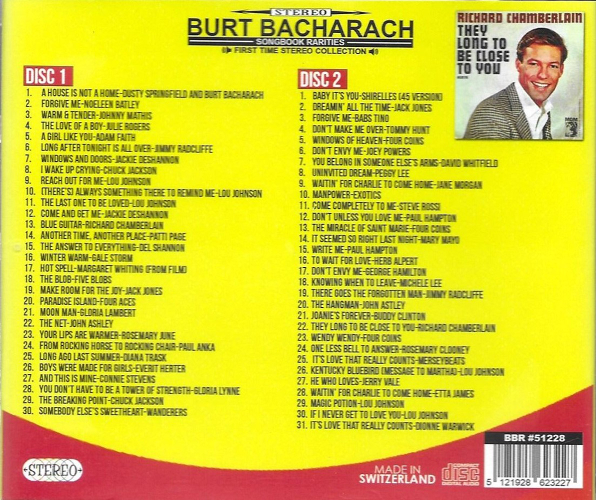 (image for) Burt Bacharach Songbook Rarities-First Time Stereo Collection