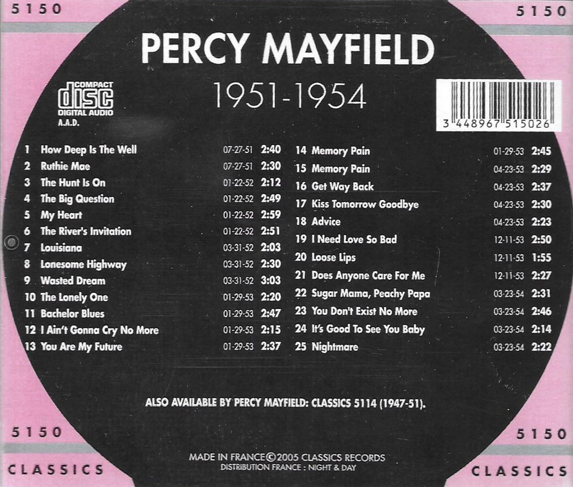 (image for) Chronological Percy Mayfield 1951-1954