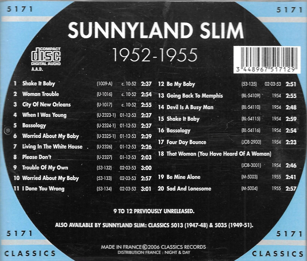 (image for) Chronological Sunnyland Slim 1952-1955