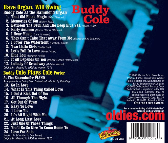 (image for) Have Organ, Will Swing / Buddy Cole Plays Cole Porter